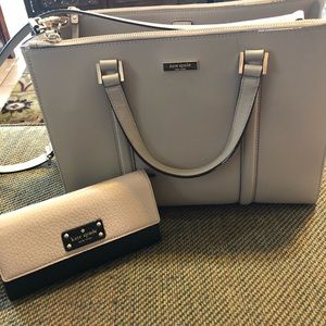 Kate Spade beige leather shoulder bag and  wallet